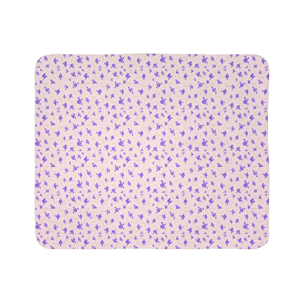Purple Mini Floral Pattern Fleece Sherpa Blanket | Lavender Ditsy Print
