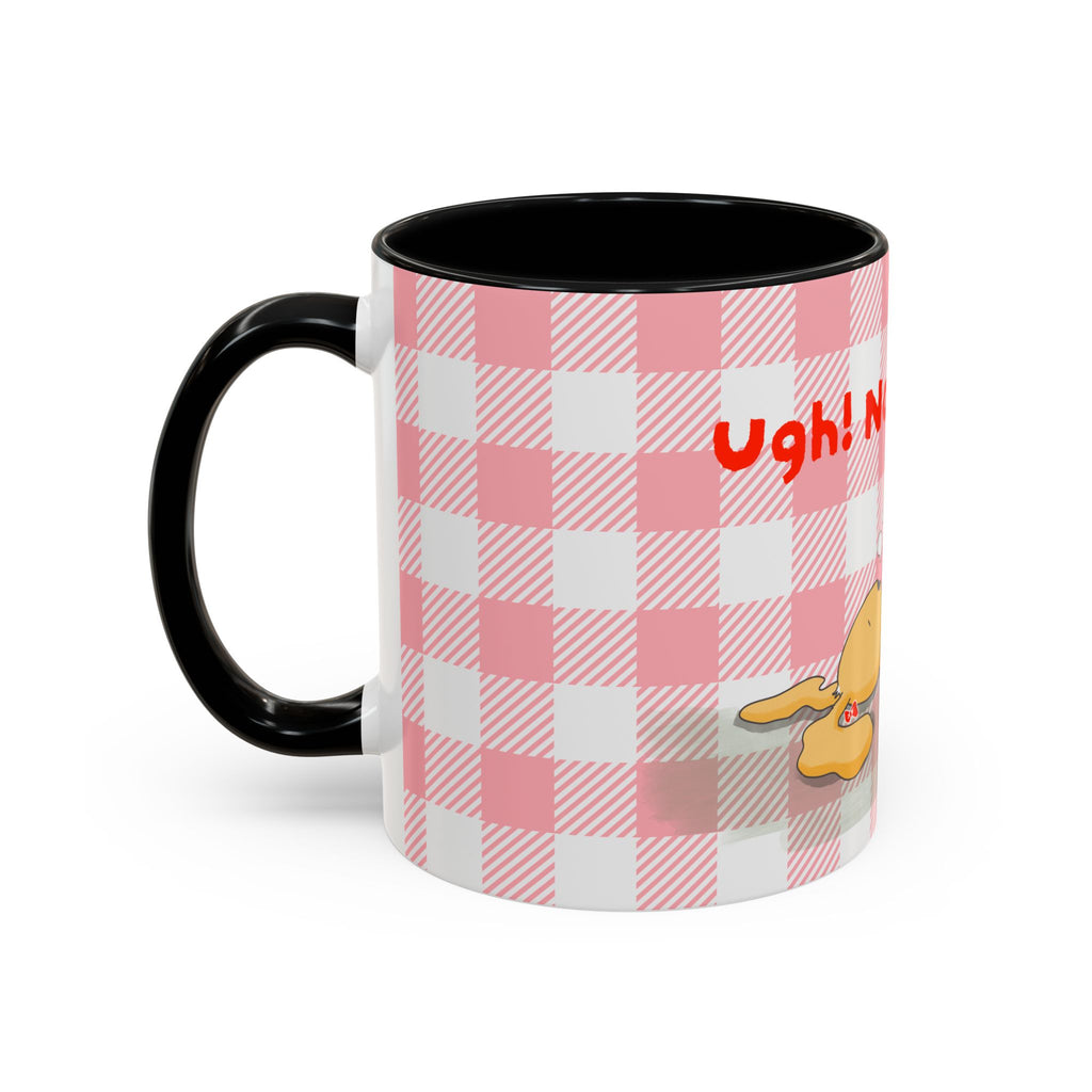 Coffee Mug — "Ugh! Not Today" Cute Lazy Bonnie Pink Check Plaid Accent Mug (11/15oz)