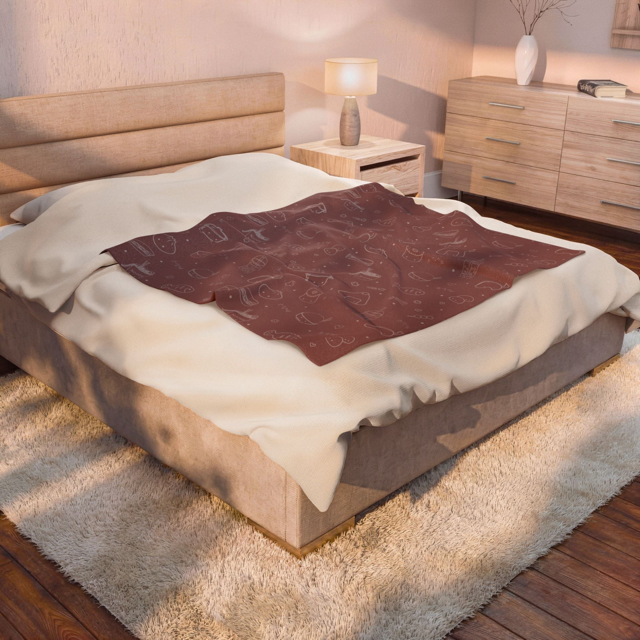 Velveteen Plush Blanket — Cozy Kawaii Sushi Pattern Throw for Home, Gifts & Lounging