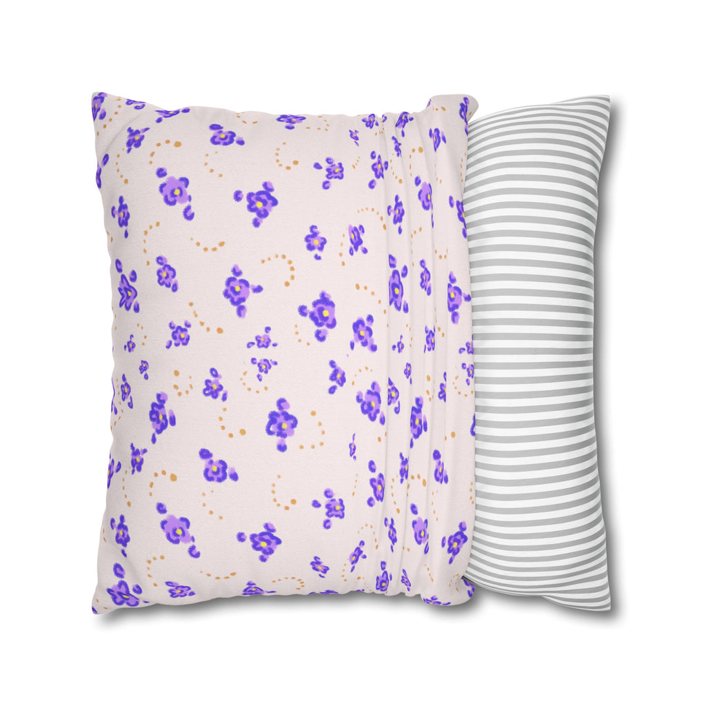 Floral Violet Ditsy Pillowcase - Square Decorative Throw Pillow