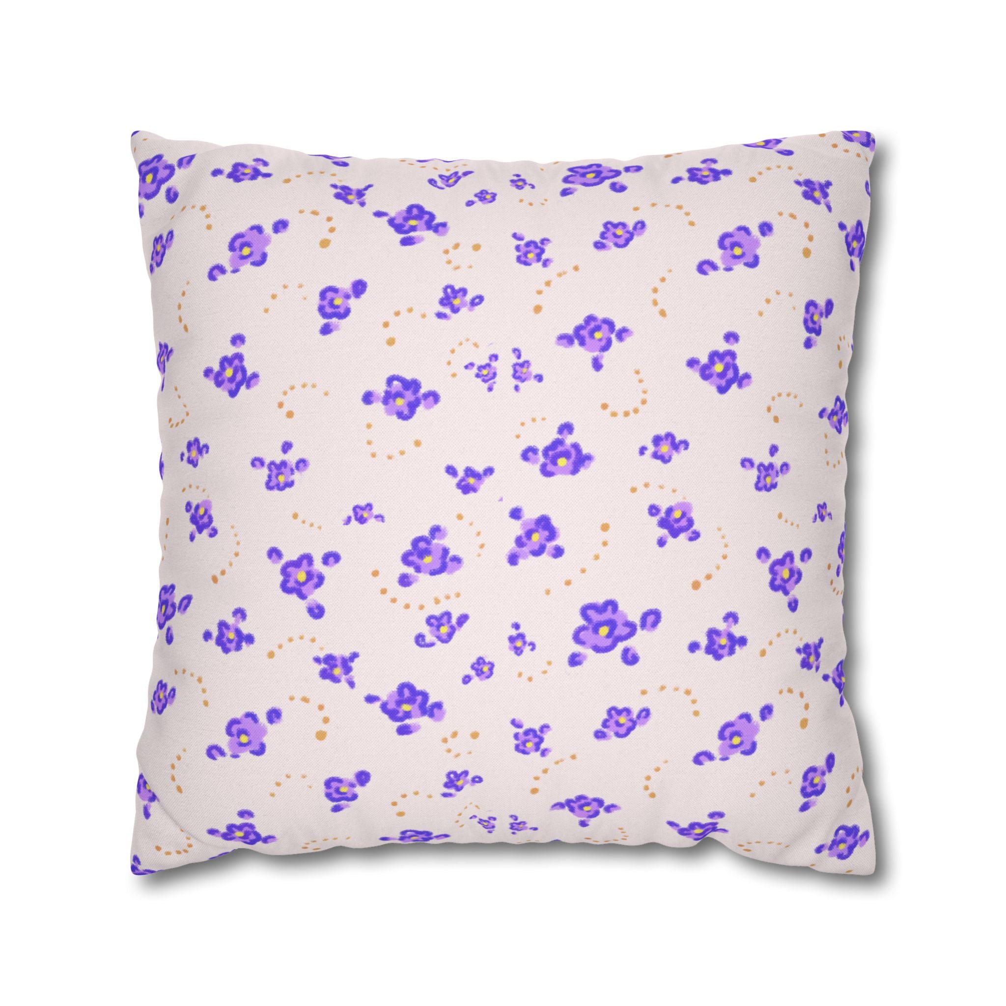 Floral Violet Ditsy Pillowcase - Square Decorative Throw Pillow