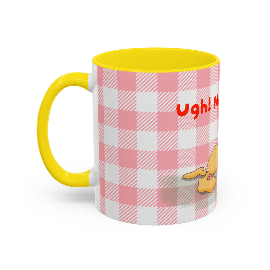 Coffee Mug — "Ugh! Not Today" Cute Lazy Bonnie Pink Check Plaid Accent Mug (11/15oz)