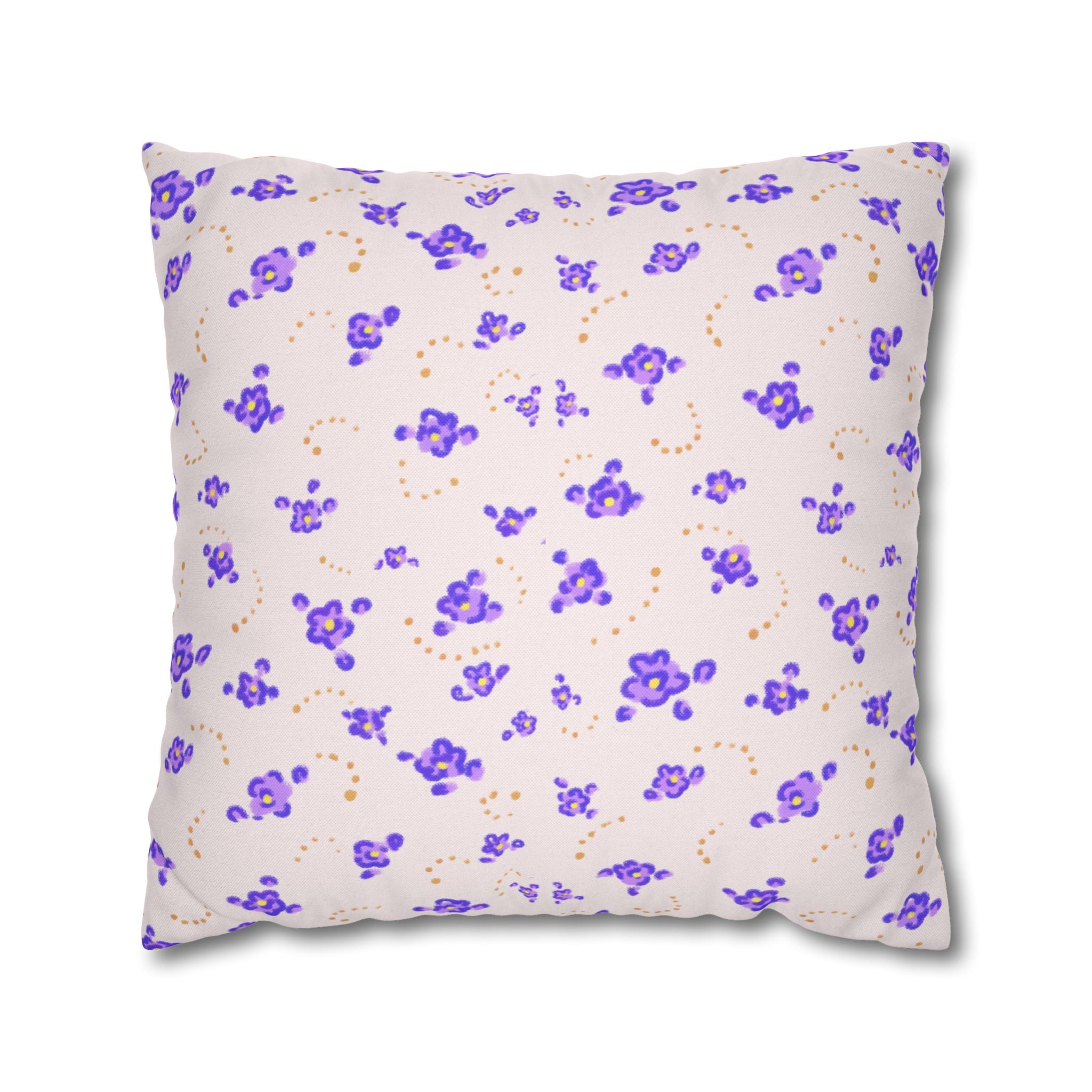 Floral Violet Ditsy Pillowcase - Square Decorative Throw Pillow