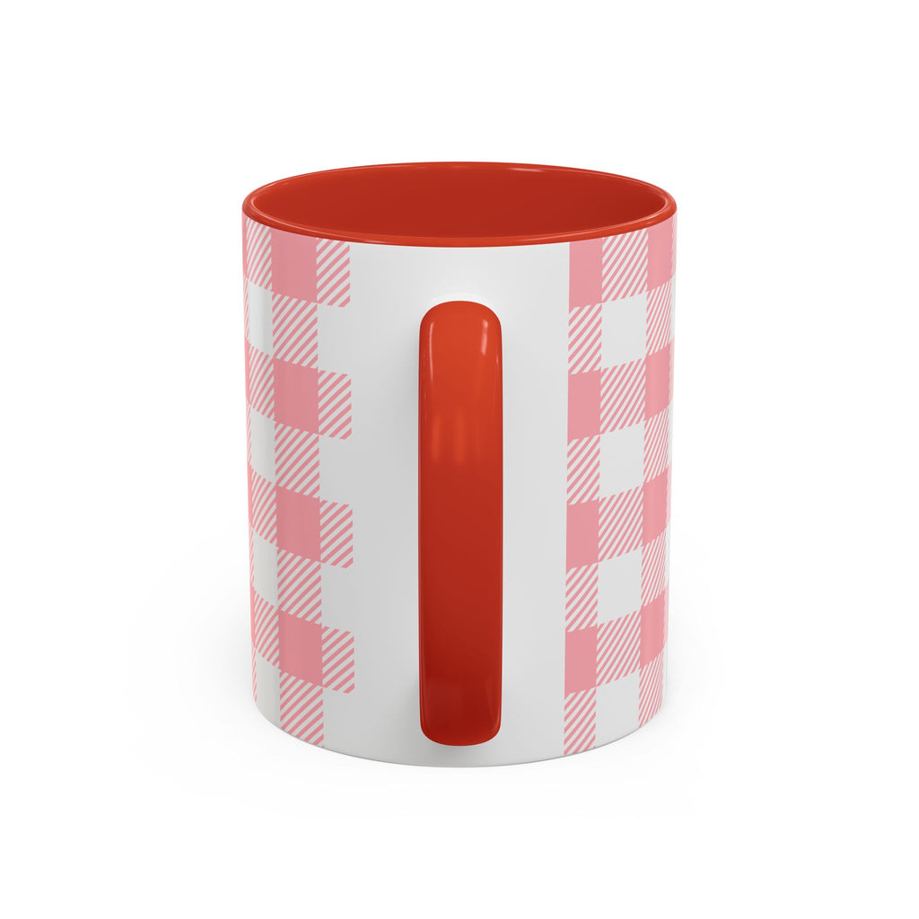 Coffee Mug — "Ugh! Not Today" Cute Lazy Bonnie Pink Check Plaid Accent Mug (11/15oz)