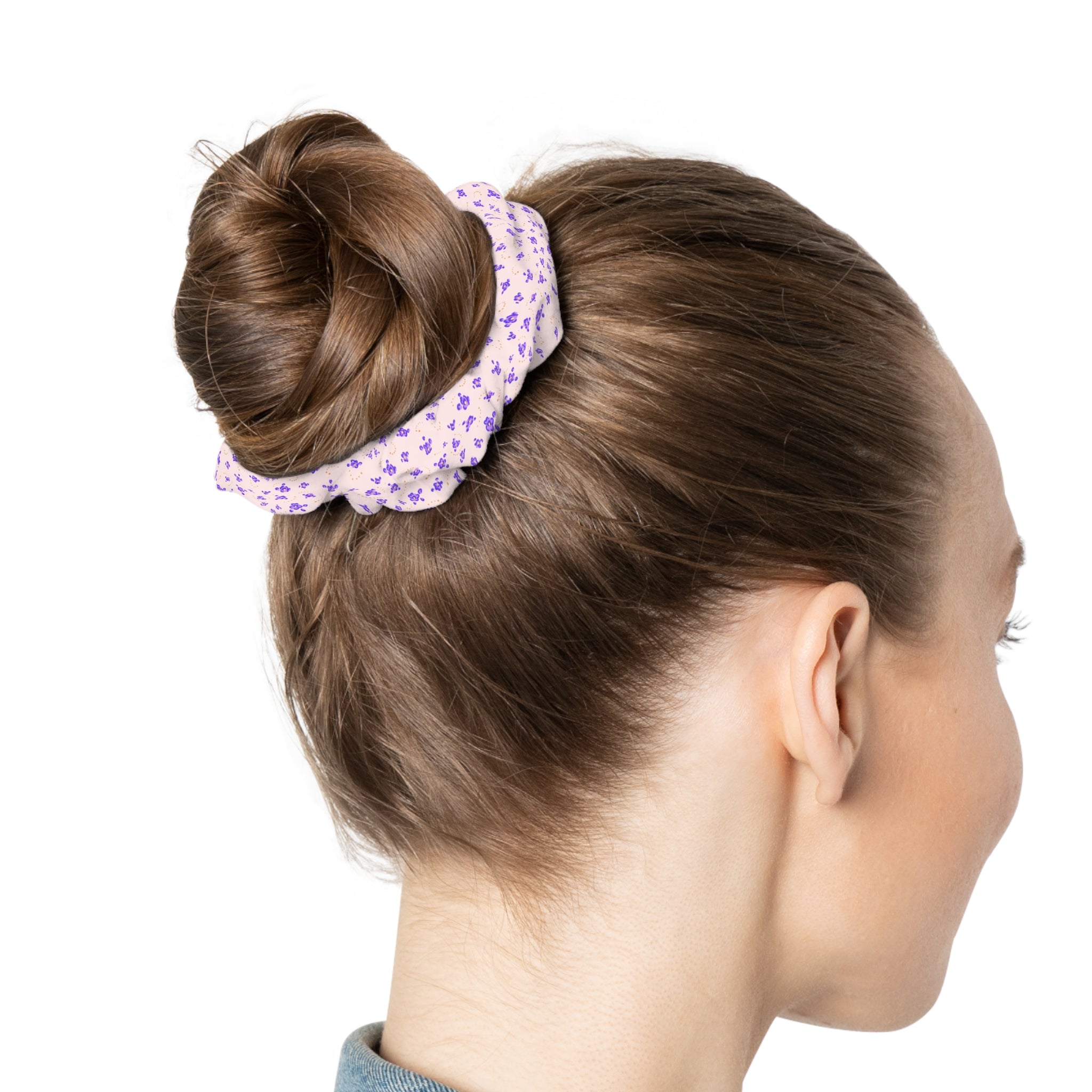 Lavender Petite Floral Scrunchie – Soft Pastel Hair Accessory