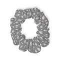 Floral Gray Scrunchie — Soft Rose Pattern Hair Tie for Everyday Wear