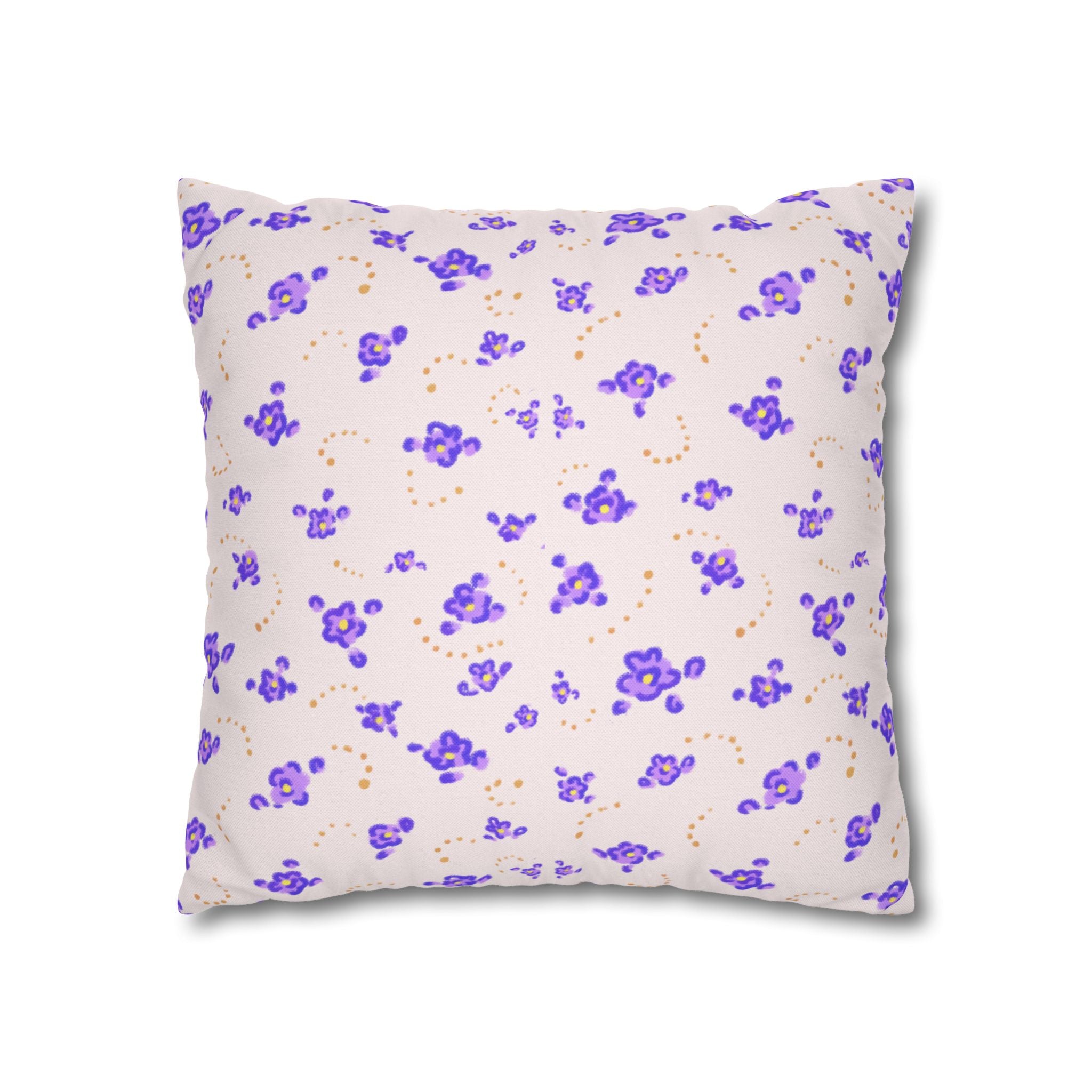 Floral Violet Ditsy Pillowcase - Square Decorative Throw Pillow