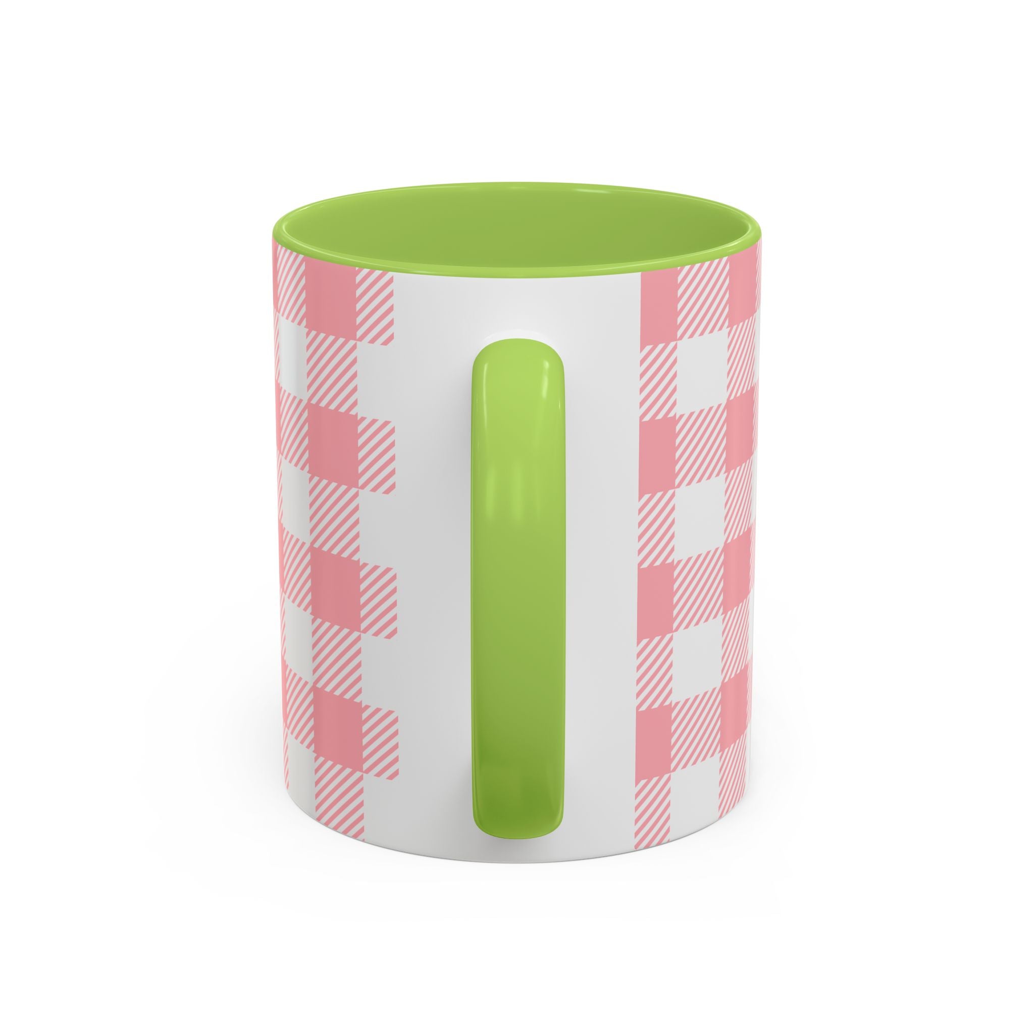 Coffee Mug — "Ugh! Not Today" Cute Lazy Bonnie Pink Check Plaid Accent Mug (11/15oz)