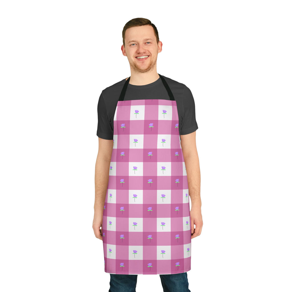Pink Gingham Tulip Floral Apron
