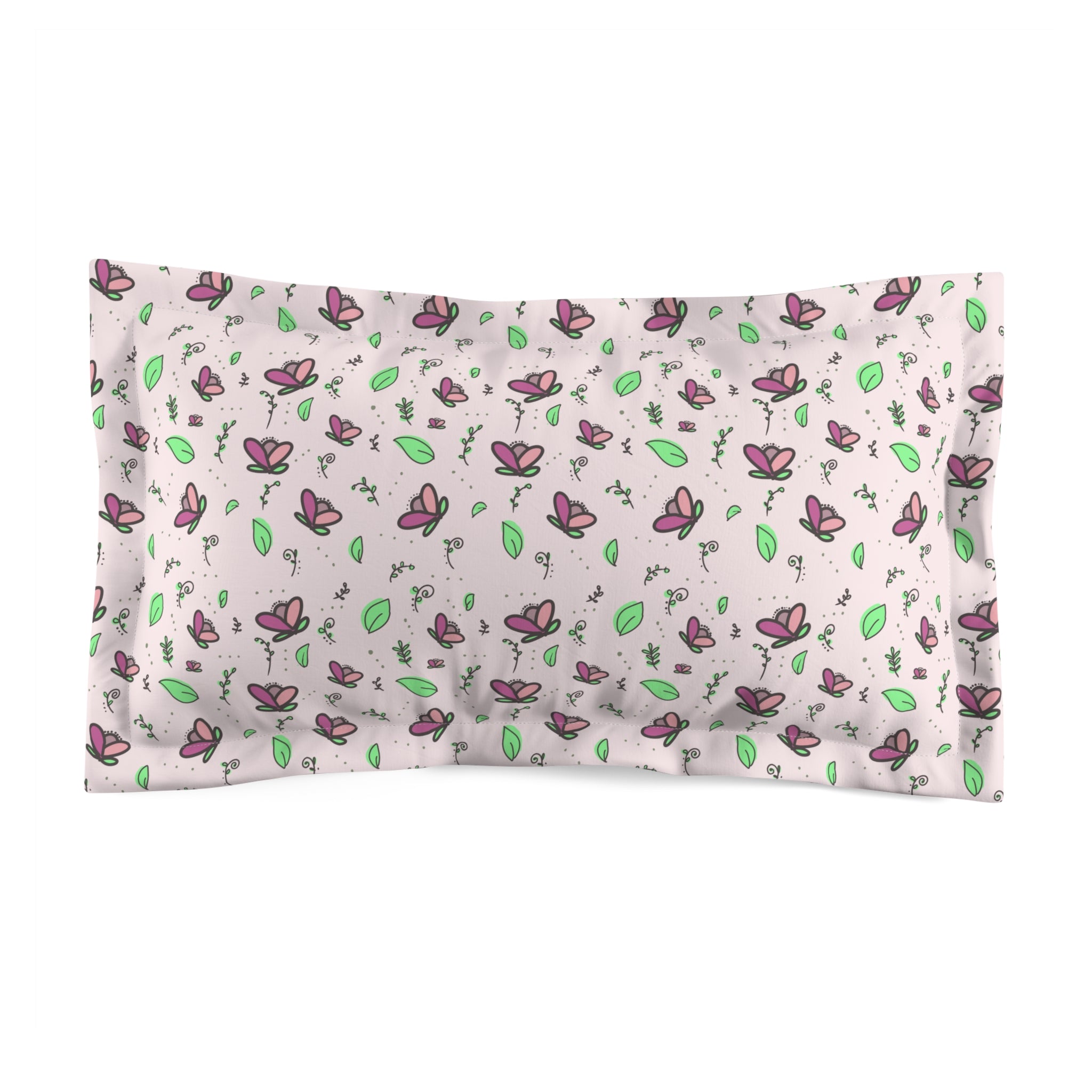 Tulip garden Pillow Sham — Pink Floral Microfiber Pillowcase