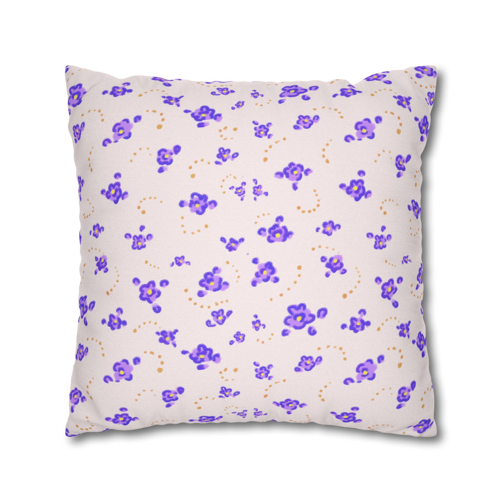 Floral Violet Ditsy Pillowcase - Square Decorative Throw Pillow