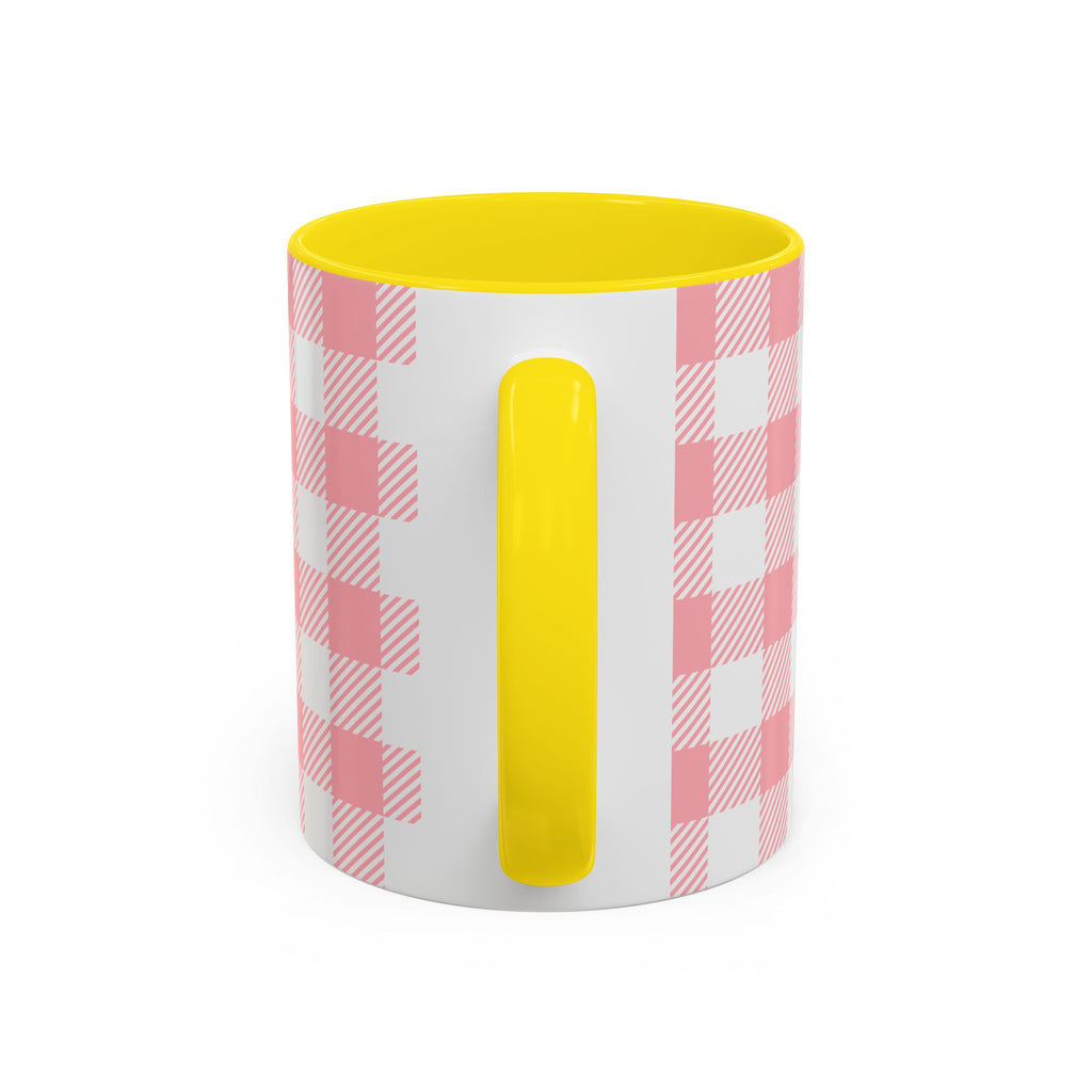Coffee Mug — "Ugh! Not Today" Cute Lazy Bonnie Pink Check Plaid Accent Mug (11/15oz)