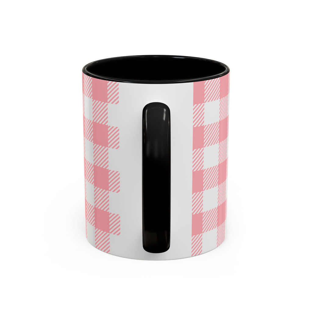 Coffee Mug — "Ugh! Not Today" Cute Lazy Bonnie Pink Check Plaid Accent Mug (11/15oz)