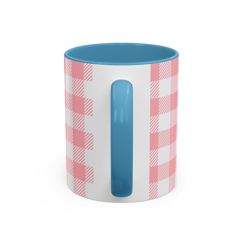 Coffee Mug — "Ugh! Not Today" Cute Lazy Bonnie Pink Check Plaid Accent Mug (11/15oz)