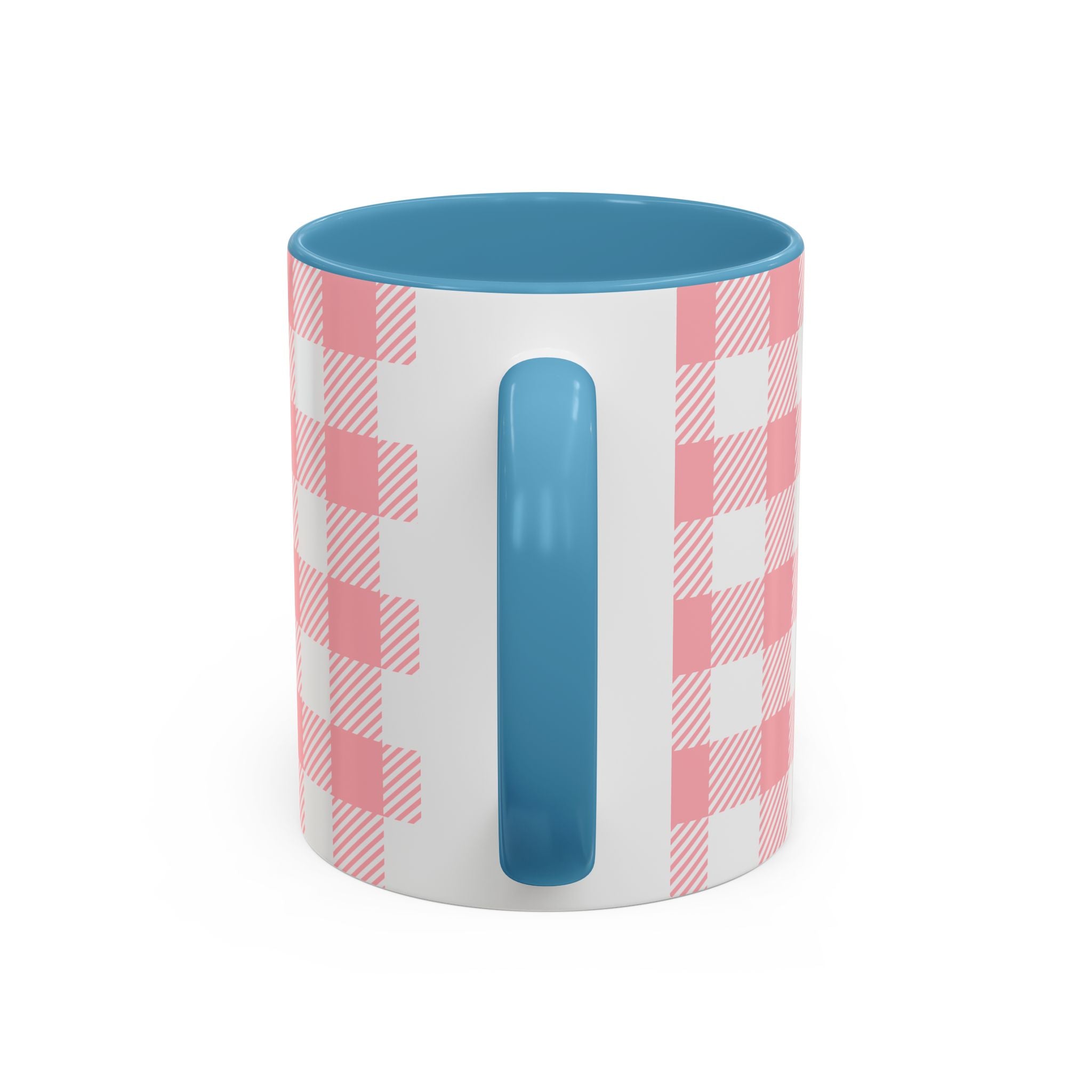 Coffee Mug — "Ugh! Not Today" Cute Lazy Bonnie Pink Check Plaid Accent Mug (11/15oz)