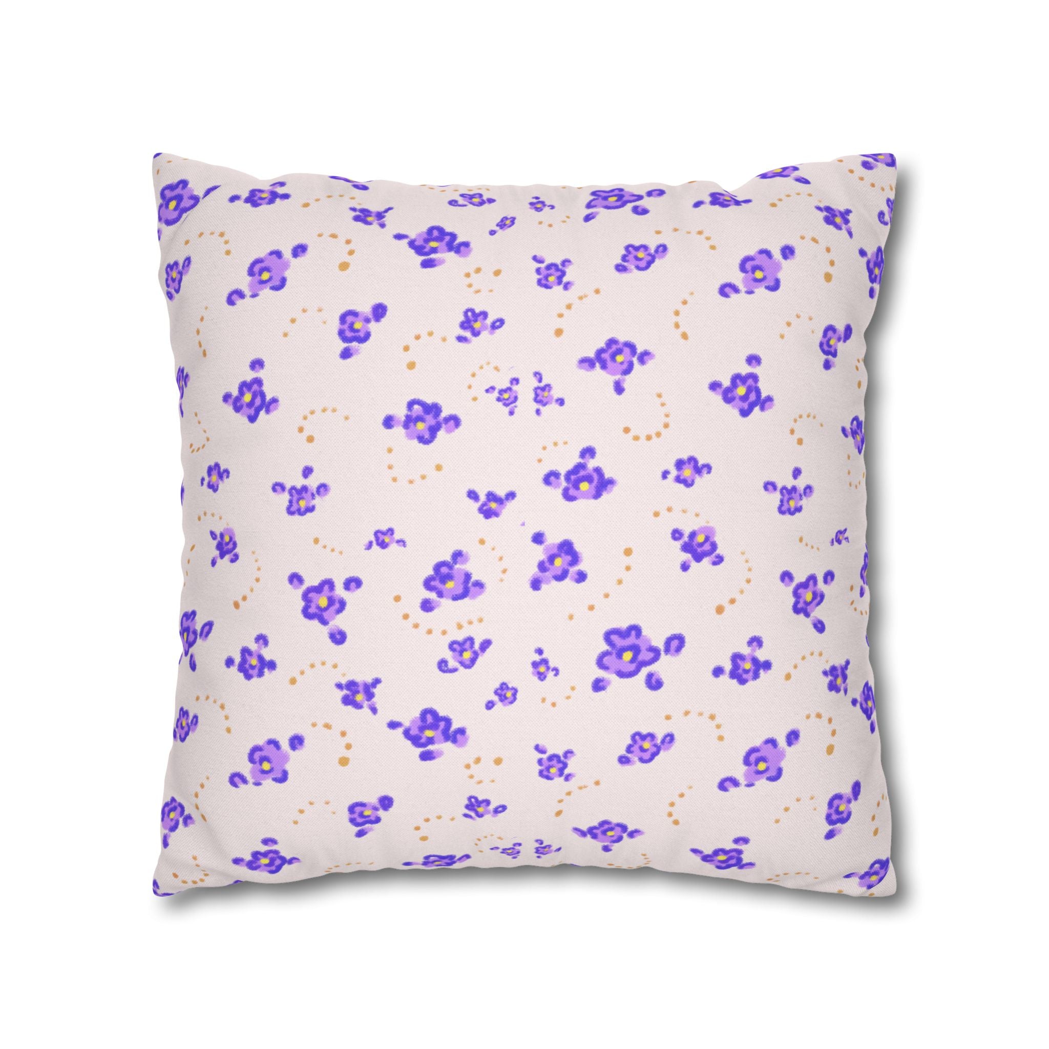 Floral Violet Ditsy Pillowcase - Square Decorative Throw Pillow