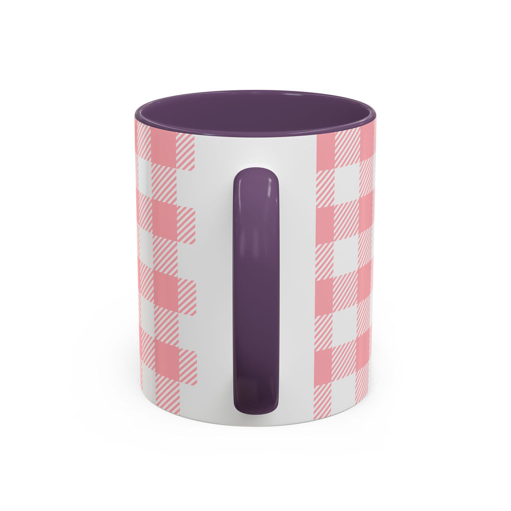 Coffee Mug — "Ugh! Not Today" Cute Lazy Bonnie Pink Check Plaid Accent Mug (11/15oz)