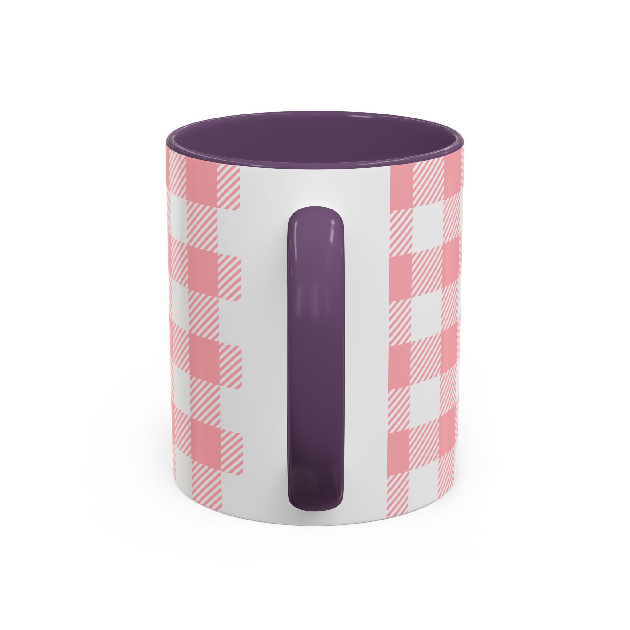 Coffee Mug — "Ugh! Not Today" Cute Lazy Bonnie Pink Check Plaid Accent Mug (11/15oz)