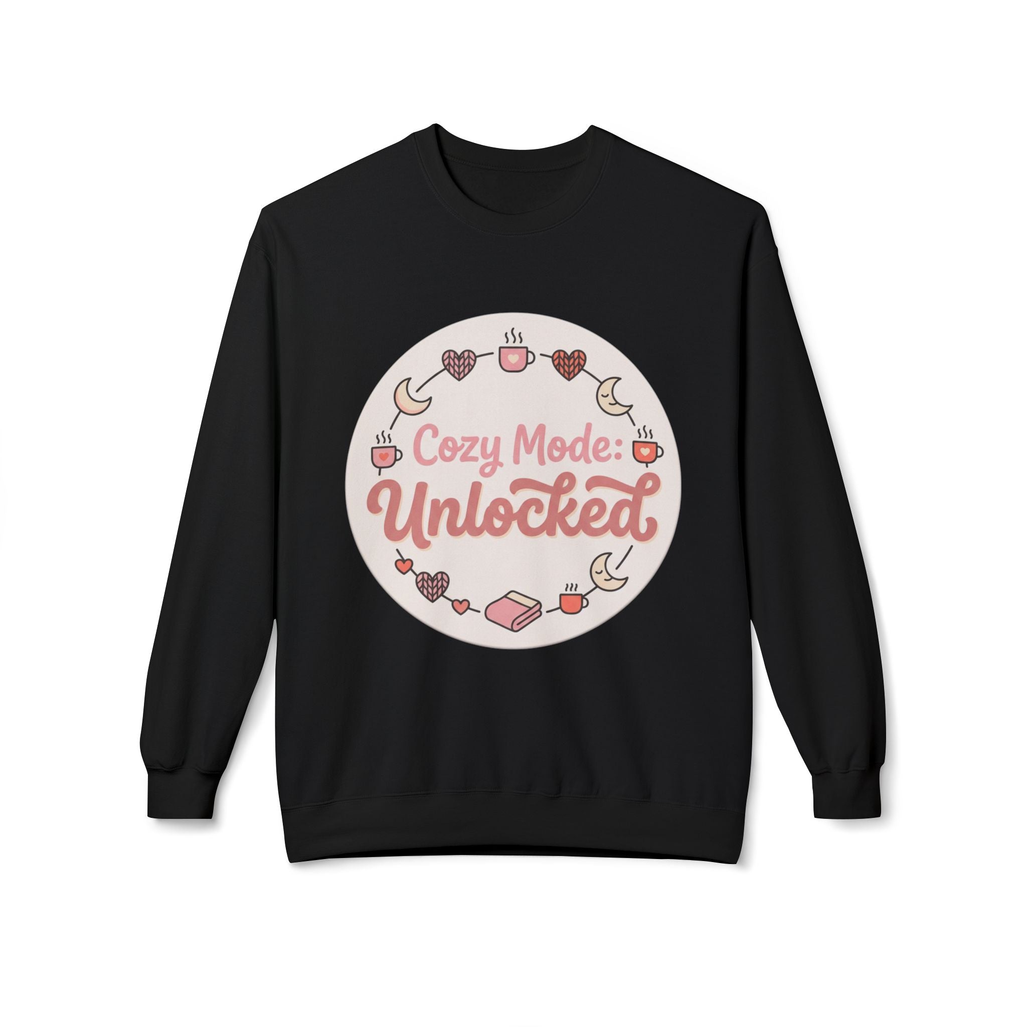 Crewneck Sweatshirt — "Cozy Mode: Unlocked" Cute Pastel Lounge Pullover