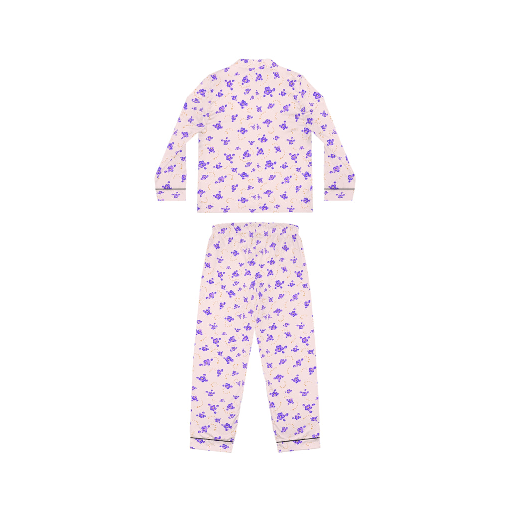 Lavender Butterfly Pattern Pajama | Satin Sleepwear Set