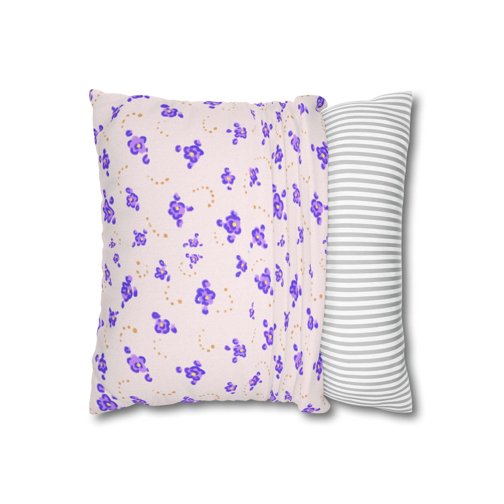 Floral Violet Ditsy Pillowcase - Square Decorative Throw Pillow