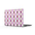 Pastel Checkerboard MacBook Case – Pink & Lavender Heart Pattern
