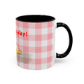 Coffee Mug — "Ugh! Not Today" Cute Lazy Bonnie Pink Check Plaid Accent Mug (11/15oz)