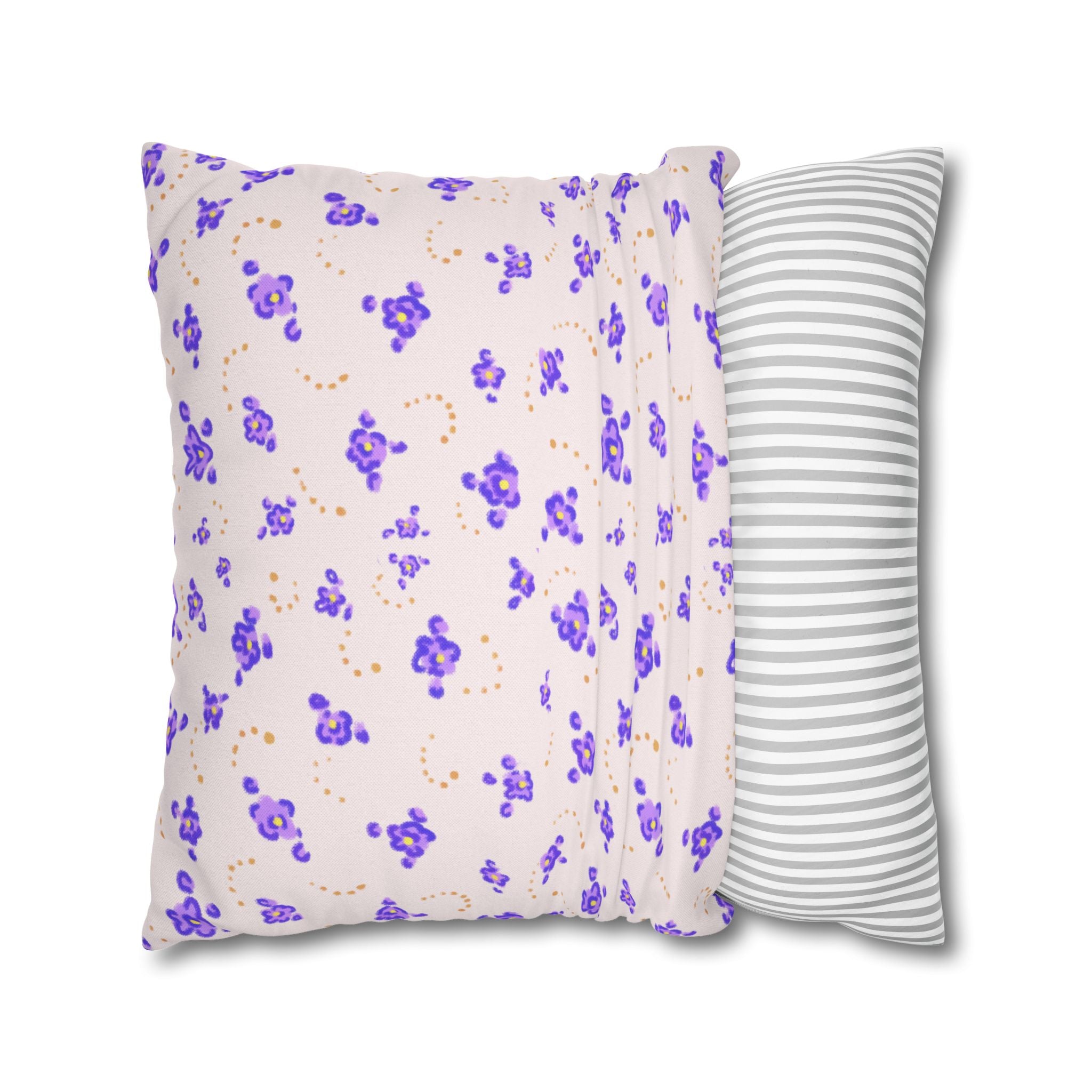 Floral Violet Ditsy Pillowcase - Square Decorative Throw Pillow
