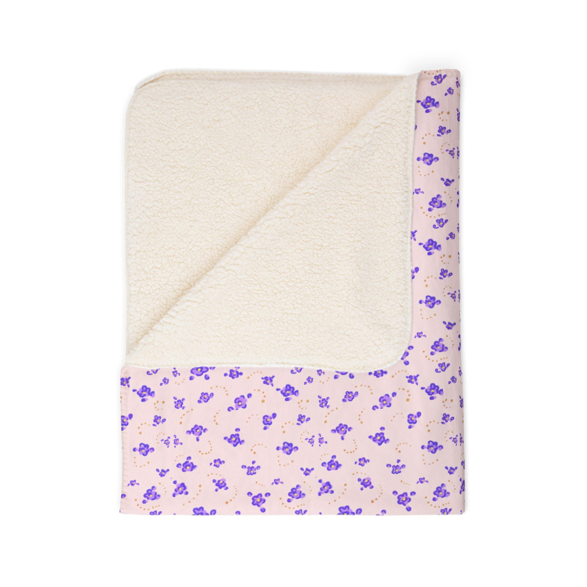 Purple Mini Floral Pattern Fleece Sherpa Blanket | Lavender Ditsy Print