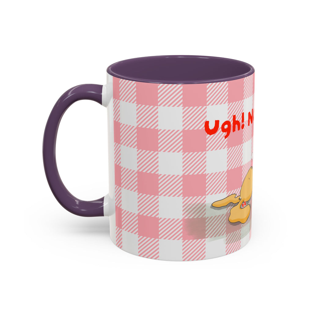 Coffee Mug — "Ugh! Not Today" Cute Lazy Bonnie Pink Check Plaid Accent Mug (11/15oz)
