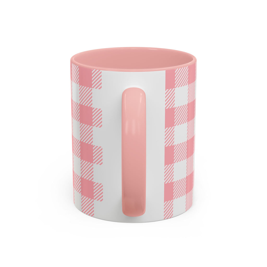 Coffee Mug — "Ugh! Not Today" Cute Lazy Bonnie Pink Check Plaid Accent Mug (11/15oz)