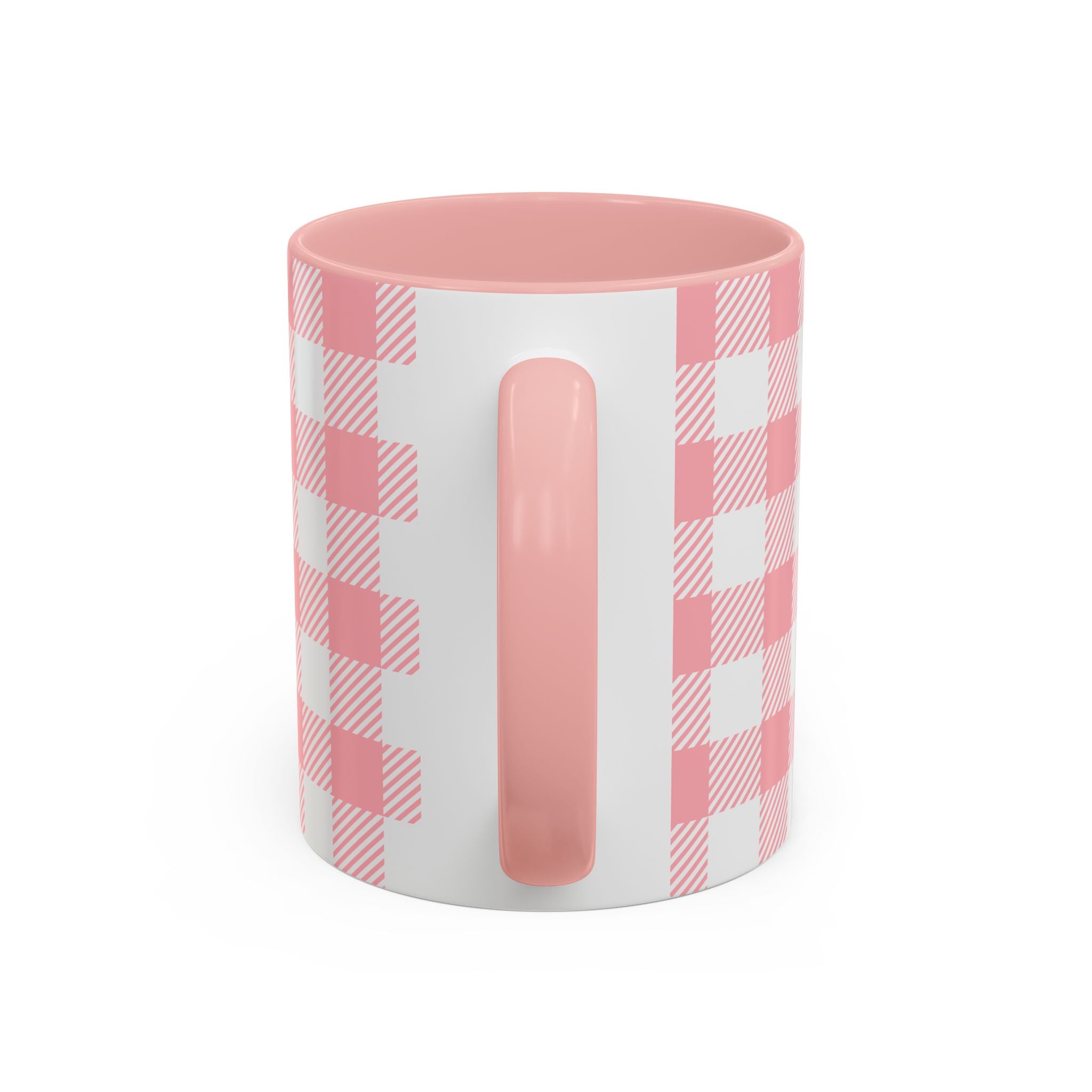 Coffee Mug — "Ugh! Not Today" Cute Lazy Bonnie Pink Check Plaid Accent Mug (11/15oz)
