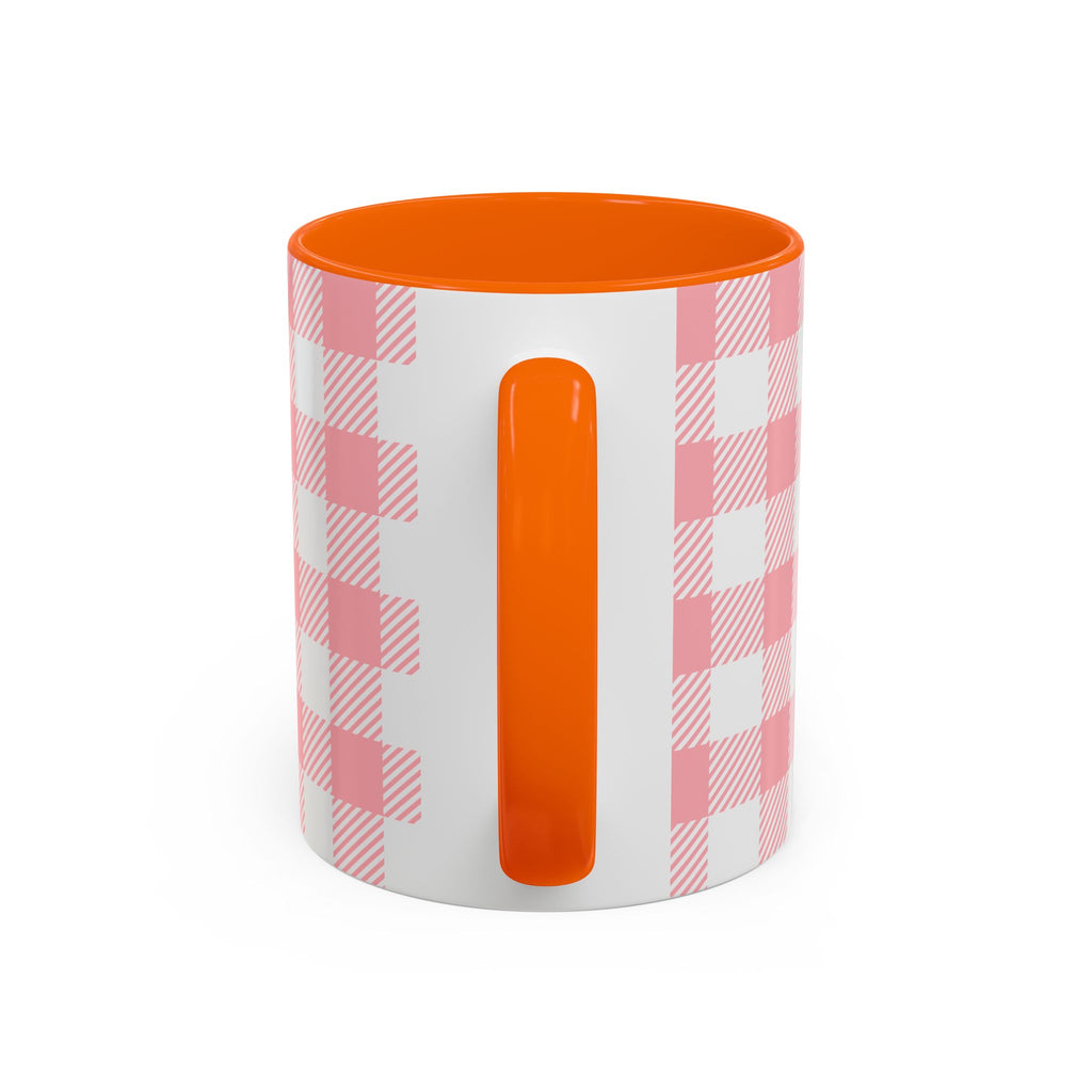 Coffee Mug — "Ugh! Not Today" Cute Lazy Bonnie Pink Check Plaid Accent Mug (11/15oz)