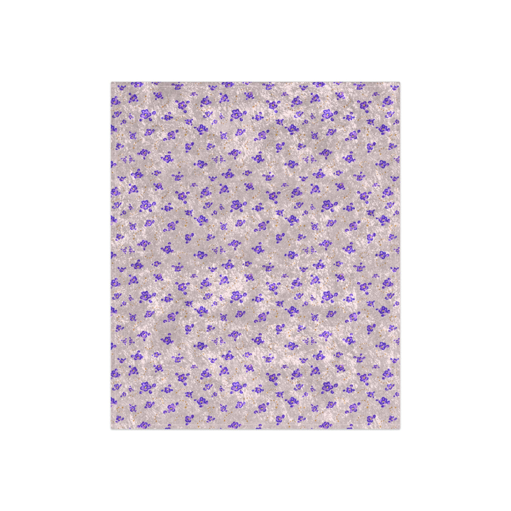 Cozy Crushed Velvet Blanket - Lavender Floral Plush Throw