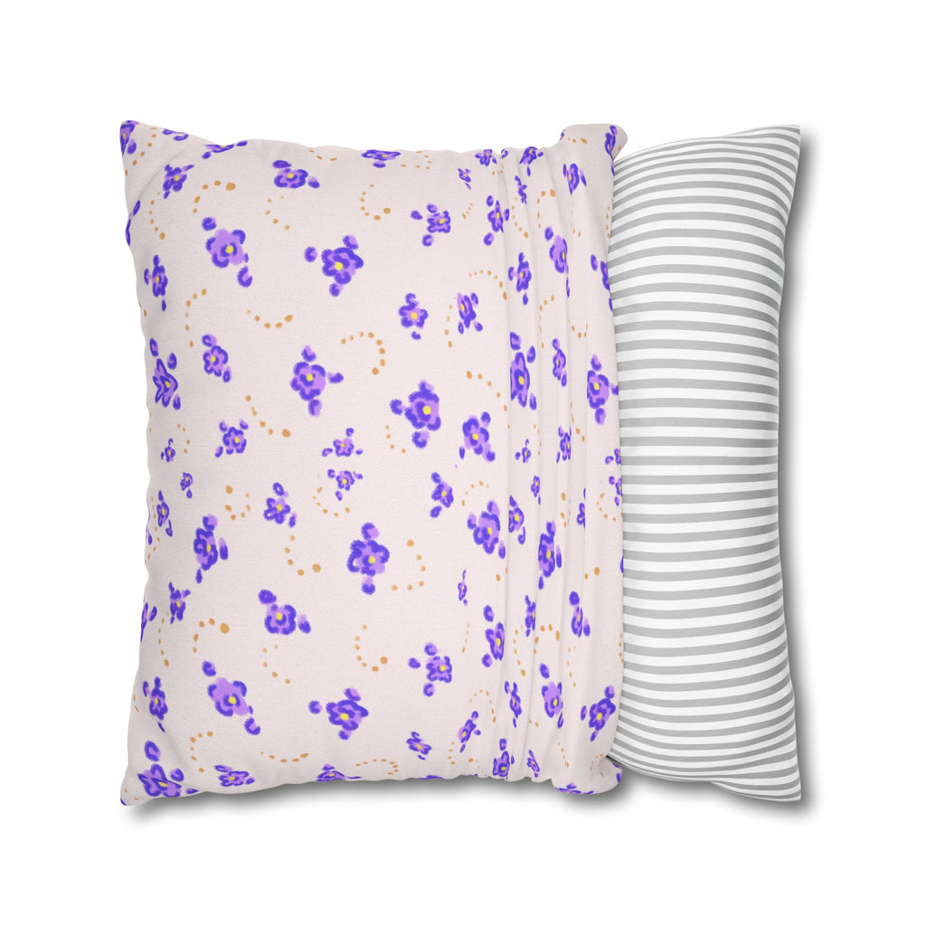 Floral Violet Ditsy Pillowcase - Square Decorative Throw Pillow