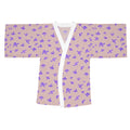 Purple Floral Kimono Robe — Pastel Purple Blossom Long Sleeve Wrap