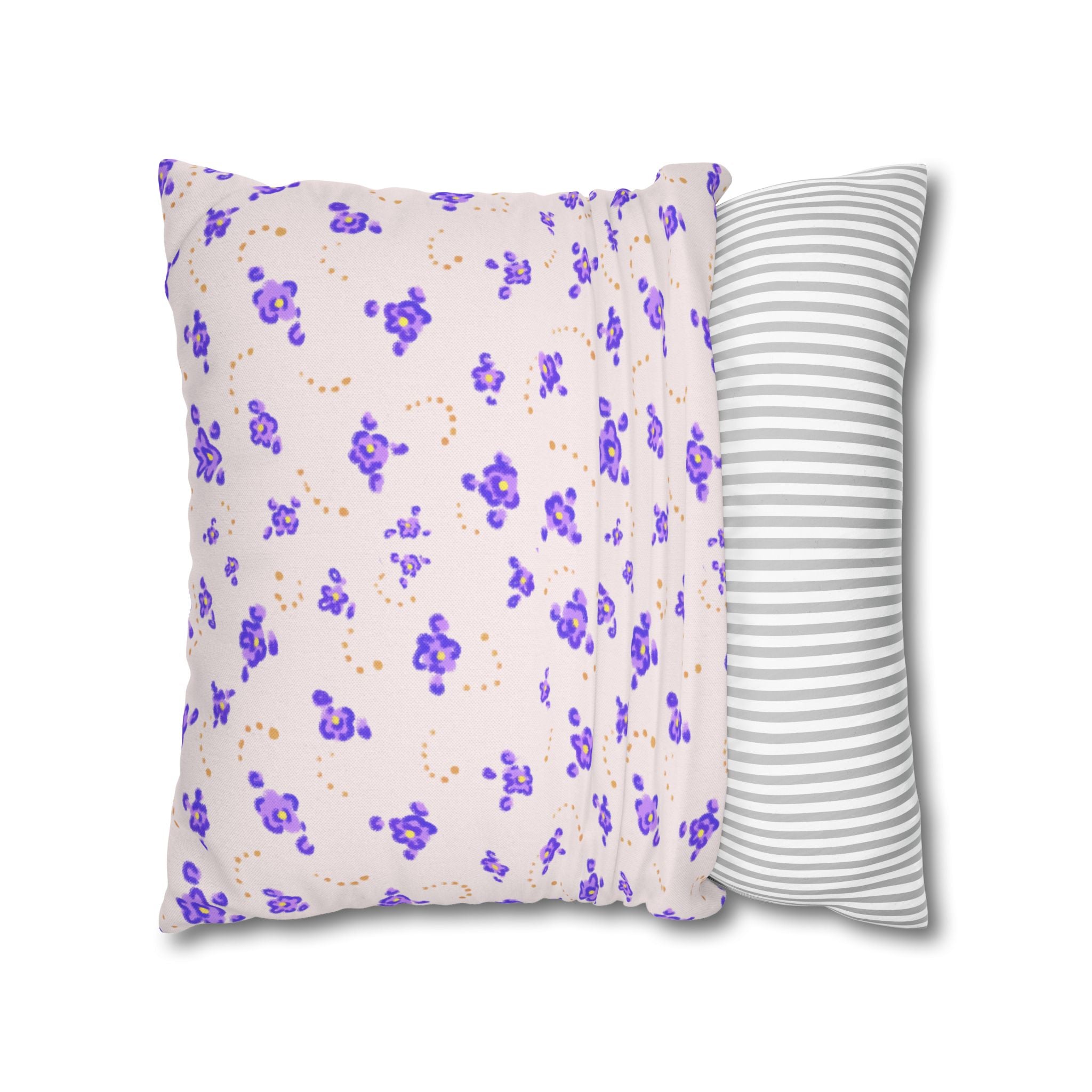 Floral Violet Ditsy Pillowcase - Square Decorative Throw Pillow