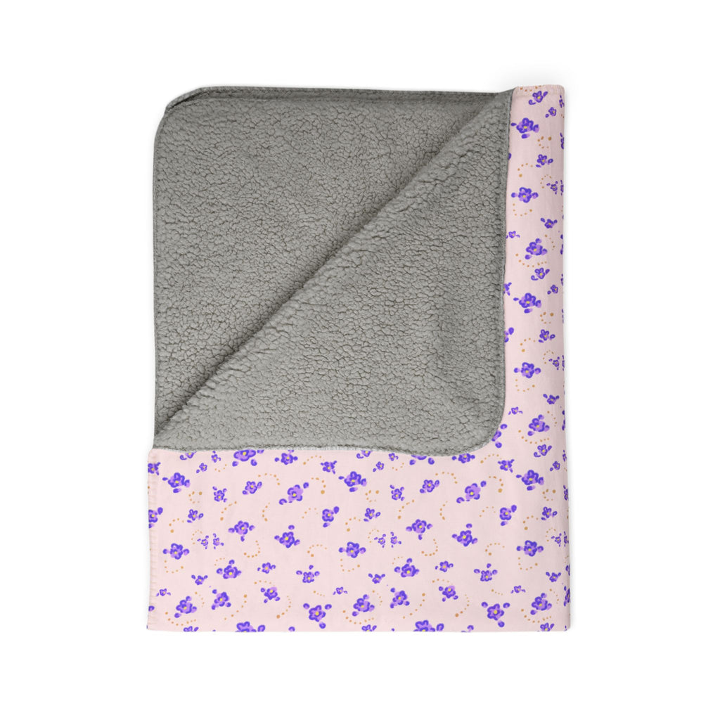 Purple Mini Floral Pattern Fleece Sherpa Blanket | Lavender Ditsy Print