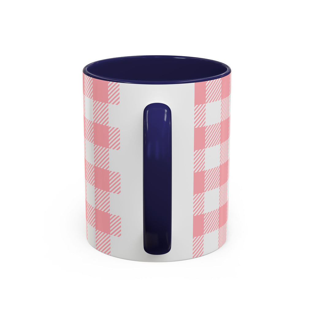 Coffee Mug — "Ugh! Not Today" Cute Lazy Bonnie Pink Check Plaid Accent Mug (11/15oz)