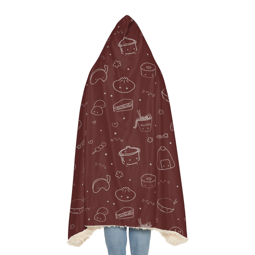 Cozy Hooded Blanket —Kawaii Asian Snacks Pattern Snuggle Blanket