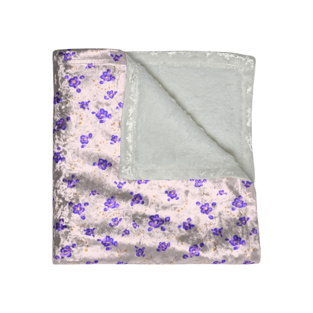 Cozy Crushed Velvet Blanket - Lavender Floral Plush Throw