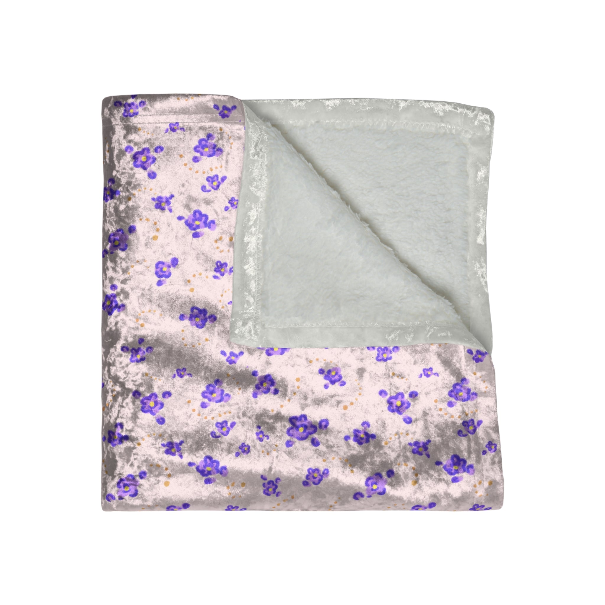 Cozy Crushed Velvet Blanket - Lavender Floral Plush Throw