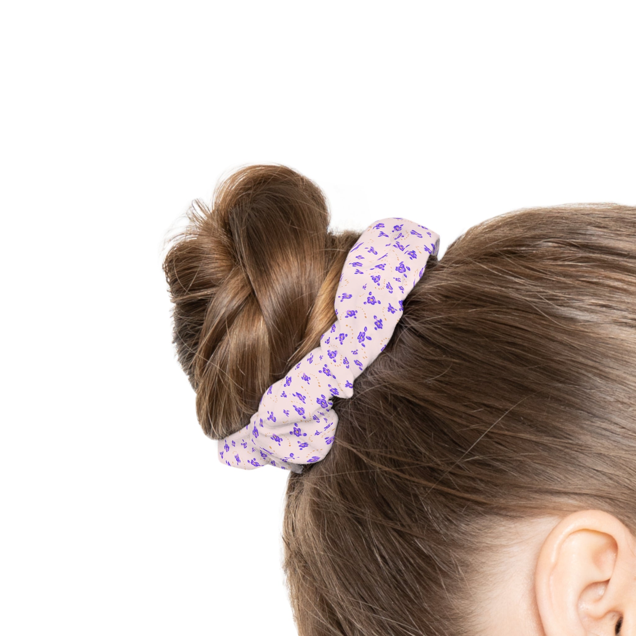 Lavender Petite Floral Scrunchie – Soft Pastel Hair Accessory