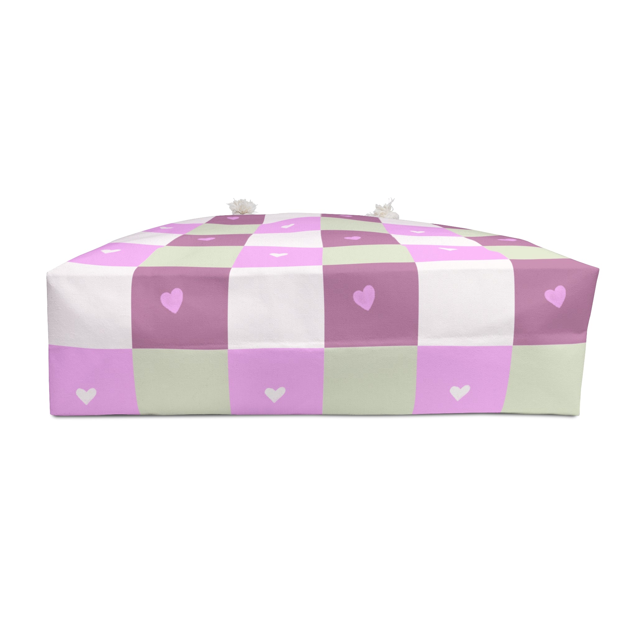 Pastel Heart Check Weekender Bag — Pink & Mint Travel Tote