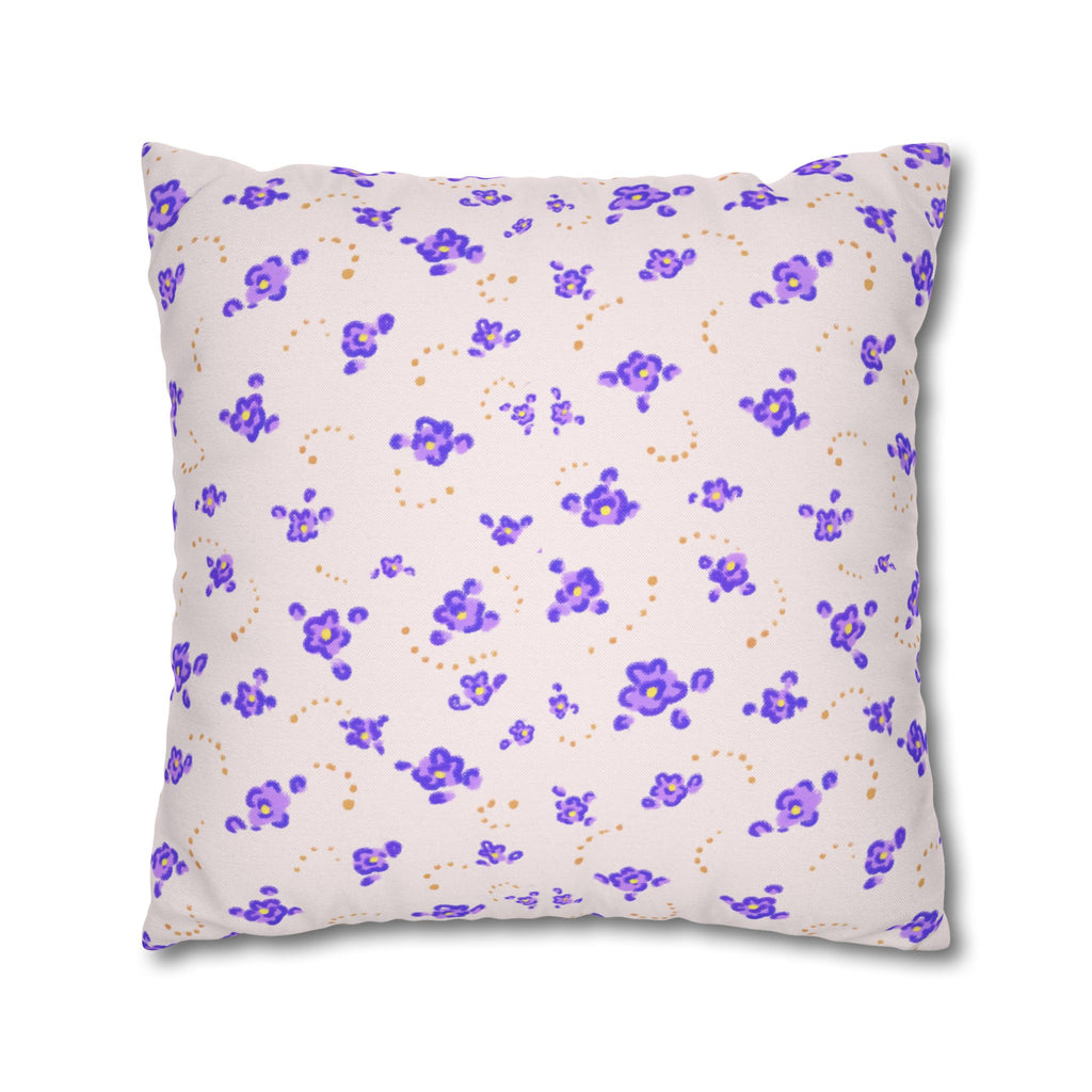 Floral Violet Ditsy Pillowcase - Square Decorative Throw Pillow