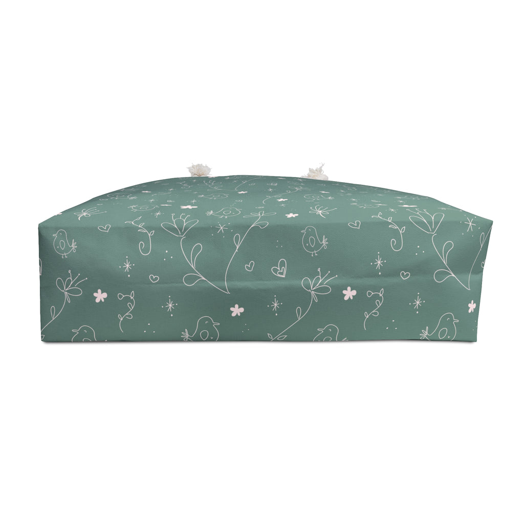 Bird and Floral Print Weekender Bag