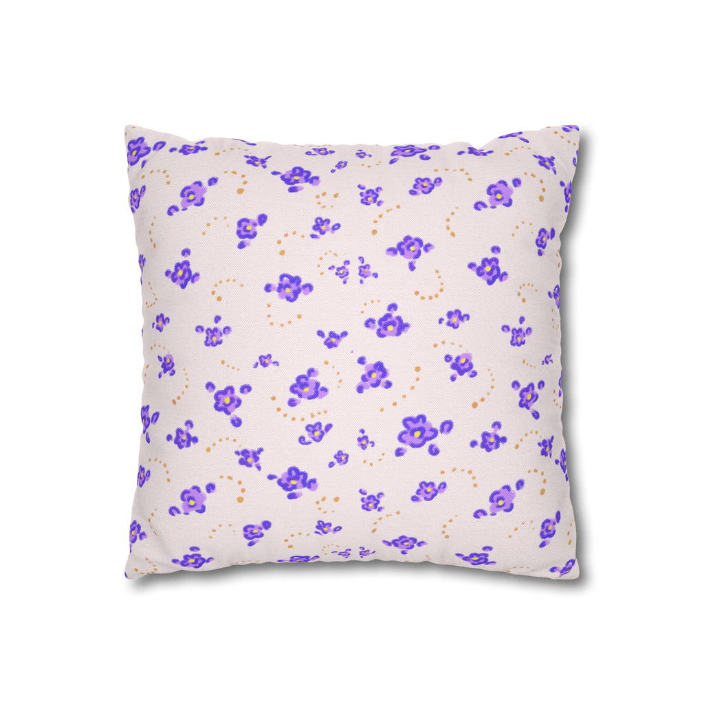 Floral Violet Ditsy Pillowcase - Square Decorative Throw Pillow