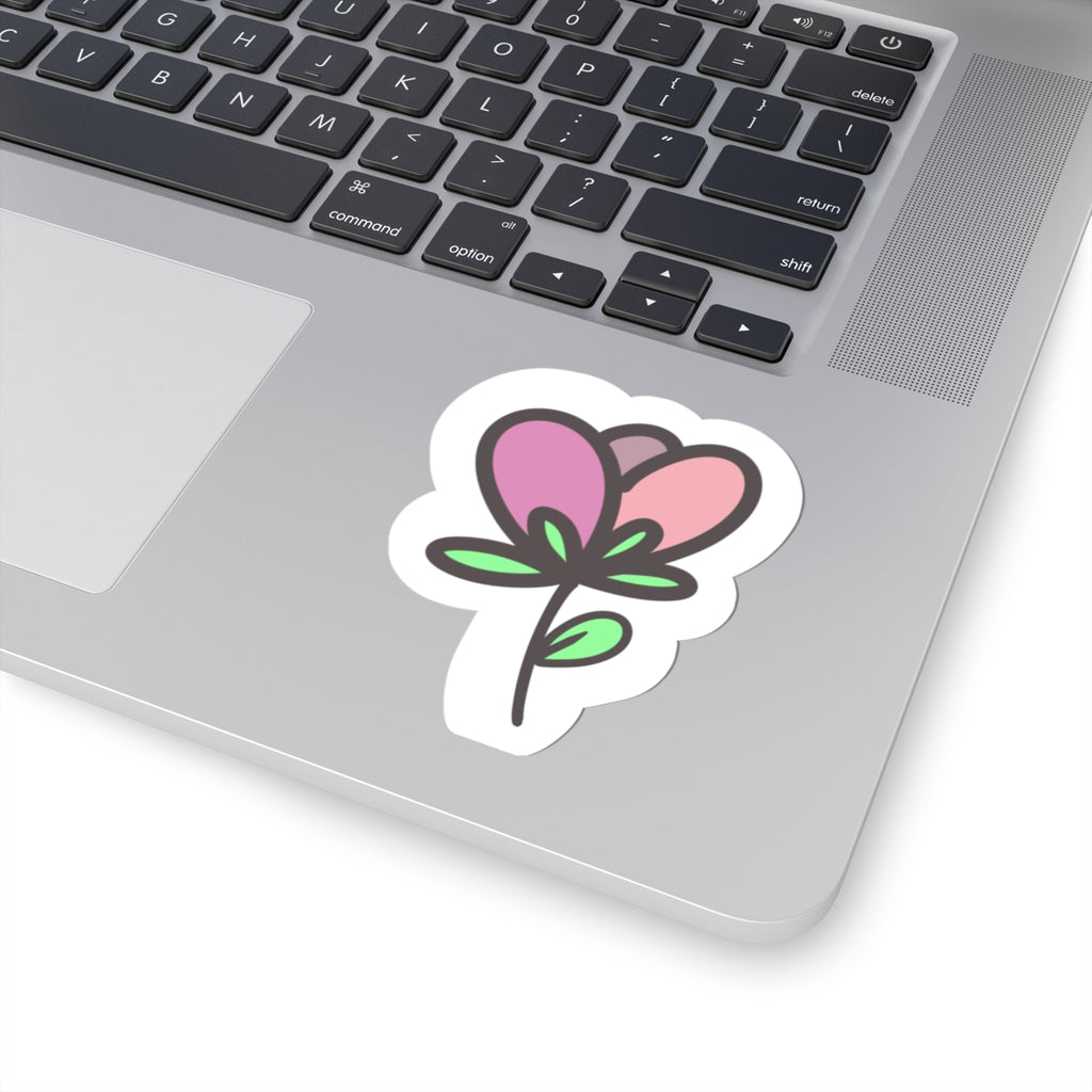 Cute Heart Tulip Flower Sticker — Pastel Floral Kiss-Cut Decal for Laptops & Journals