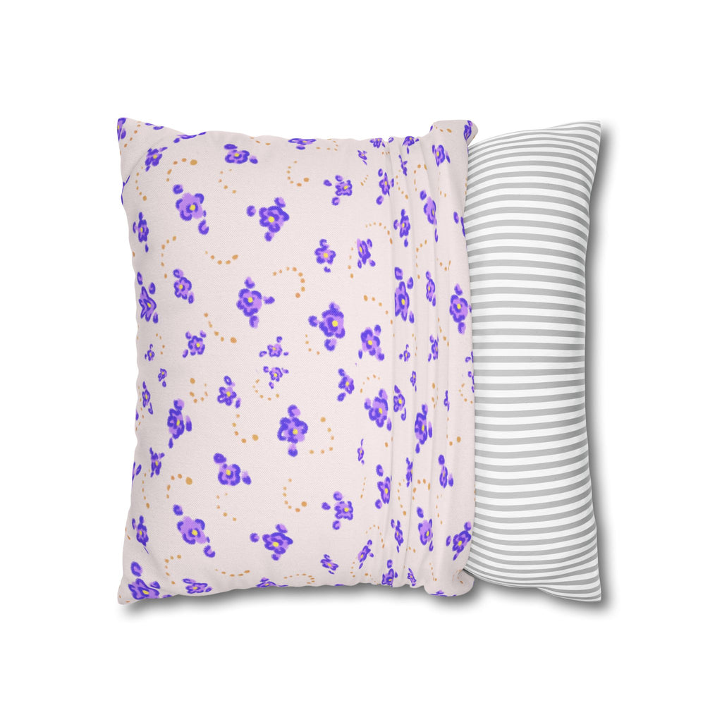 Floral Violet Ditsy Pillowcase - Square Decorative Throw Pillow