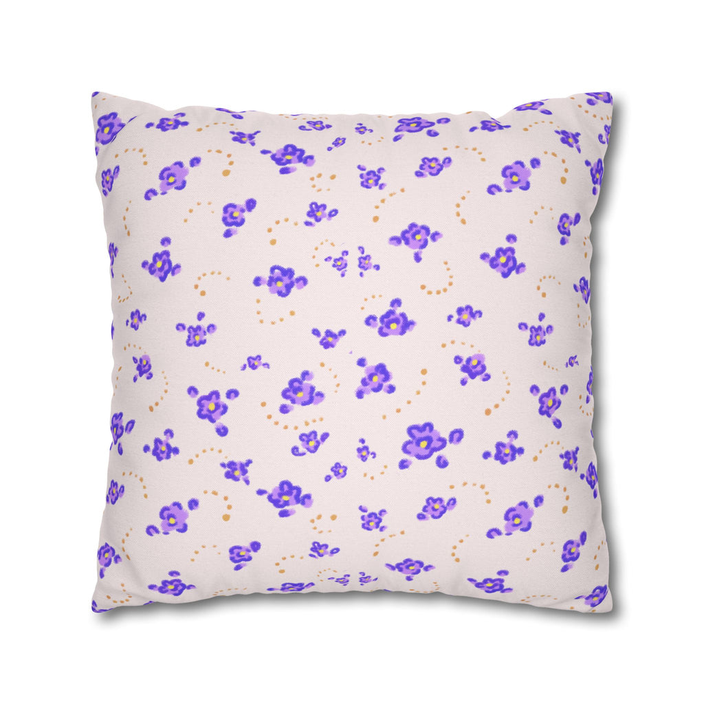 Floral Violet Ditsy Pillowcase - Square Decorative Throw Pillow